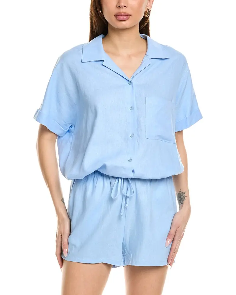 Lna Alpine Linen-Blend Button-Up Shirt 1