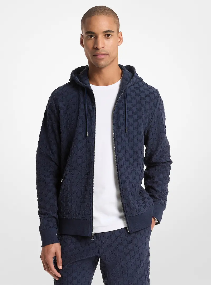 Logo Jacquard Terry Zip-Up Hoodie 1