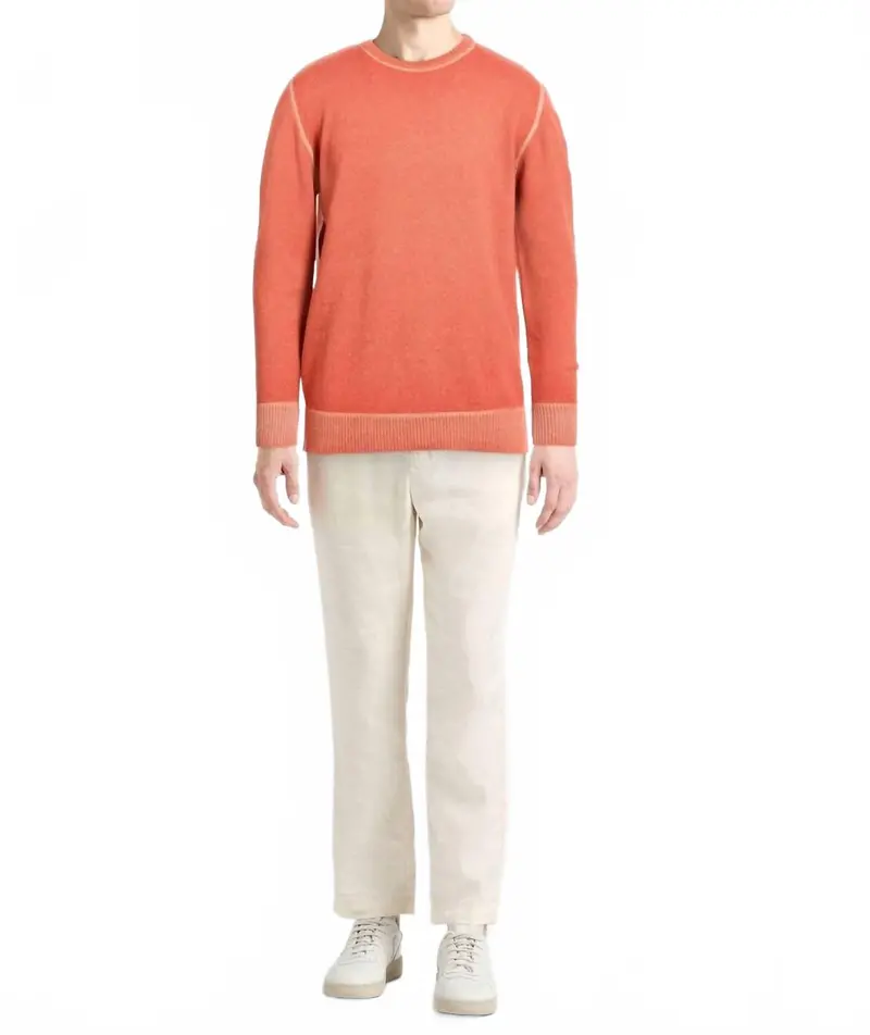 Long Sleeve Cotton Sweater In Salmon 1