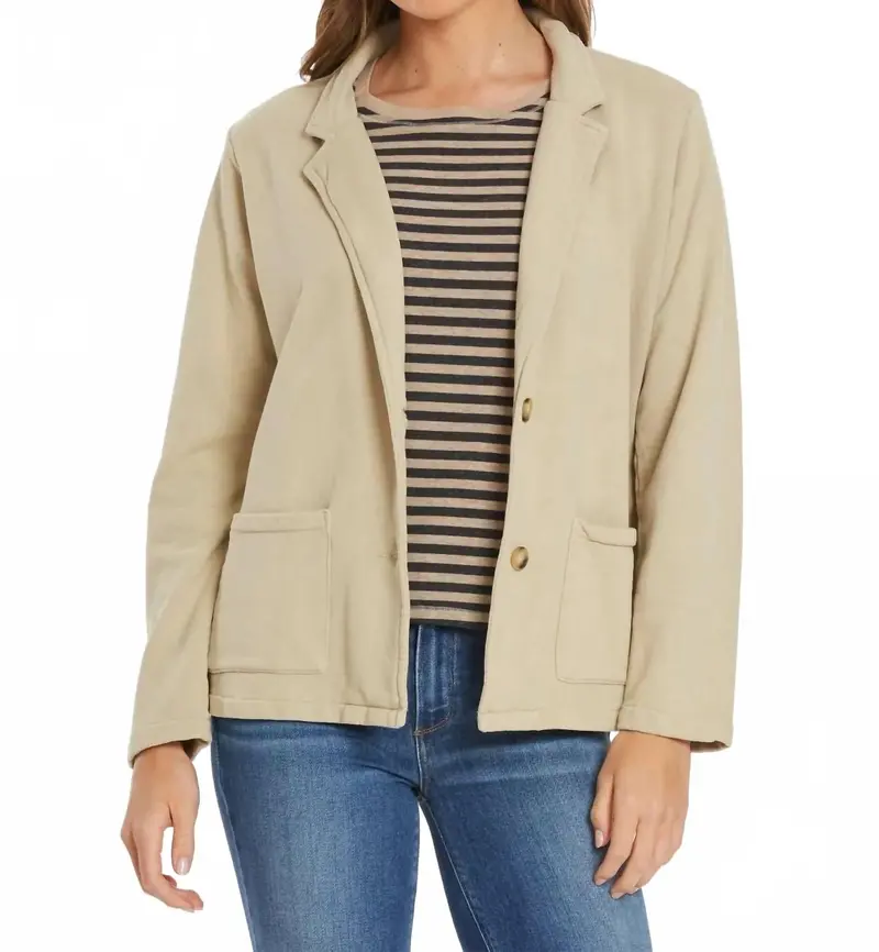 Long Sleeve French Terry Blazer In Eucalyptus 1