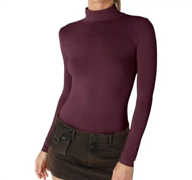 Long Sleeve Mock Neck Top In Fig 1