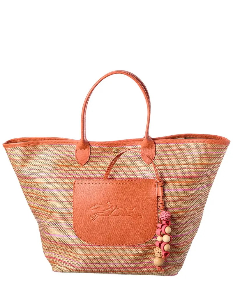 Longchamp Le Panier Pliage Rainbow Leather-Trim Tote 1