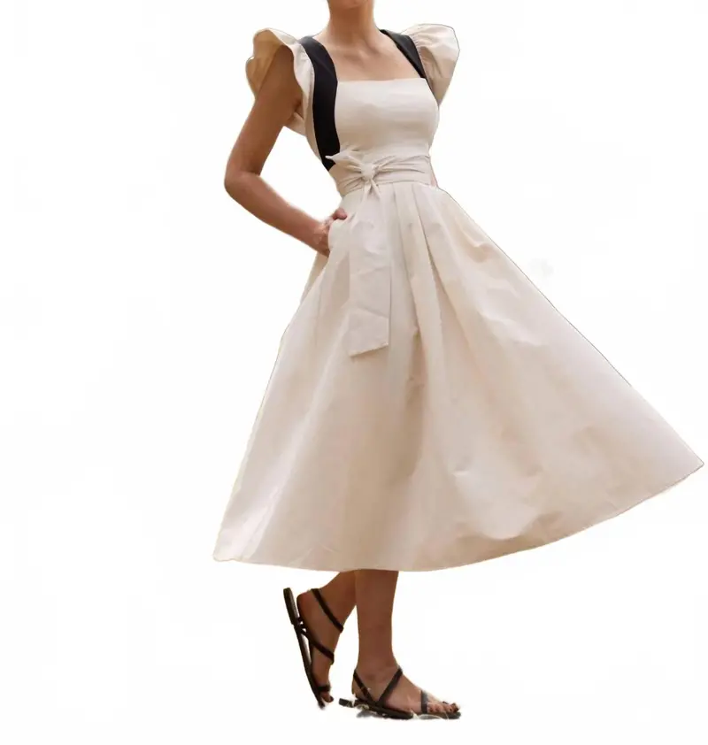 Loreto Midi Dress In Beige 1