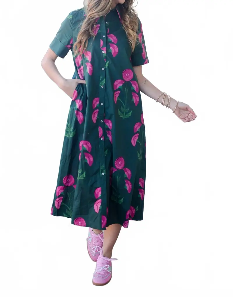 Lori Midi Dress In Hunter Green 1