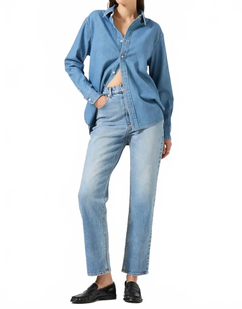 Loulou High Rise Straight Leg Jean In Lennon Blue 1