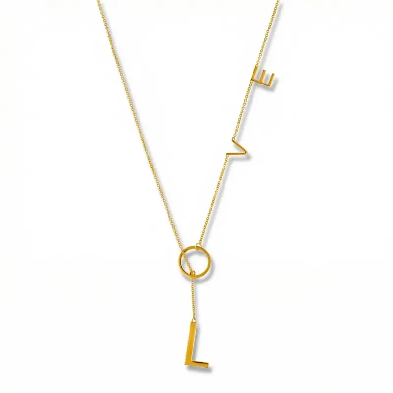 Love Lariat Necklace 18K Gold Plated 21" 1