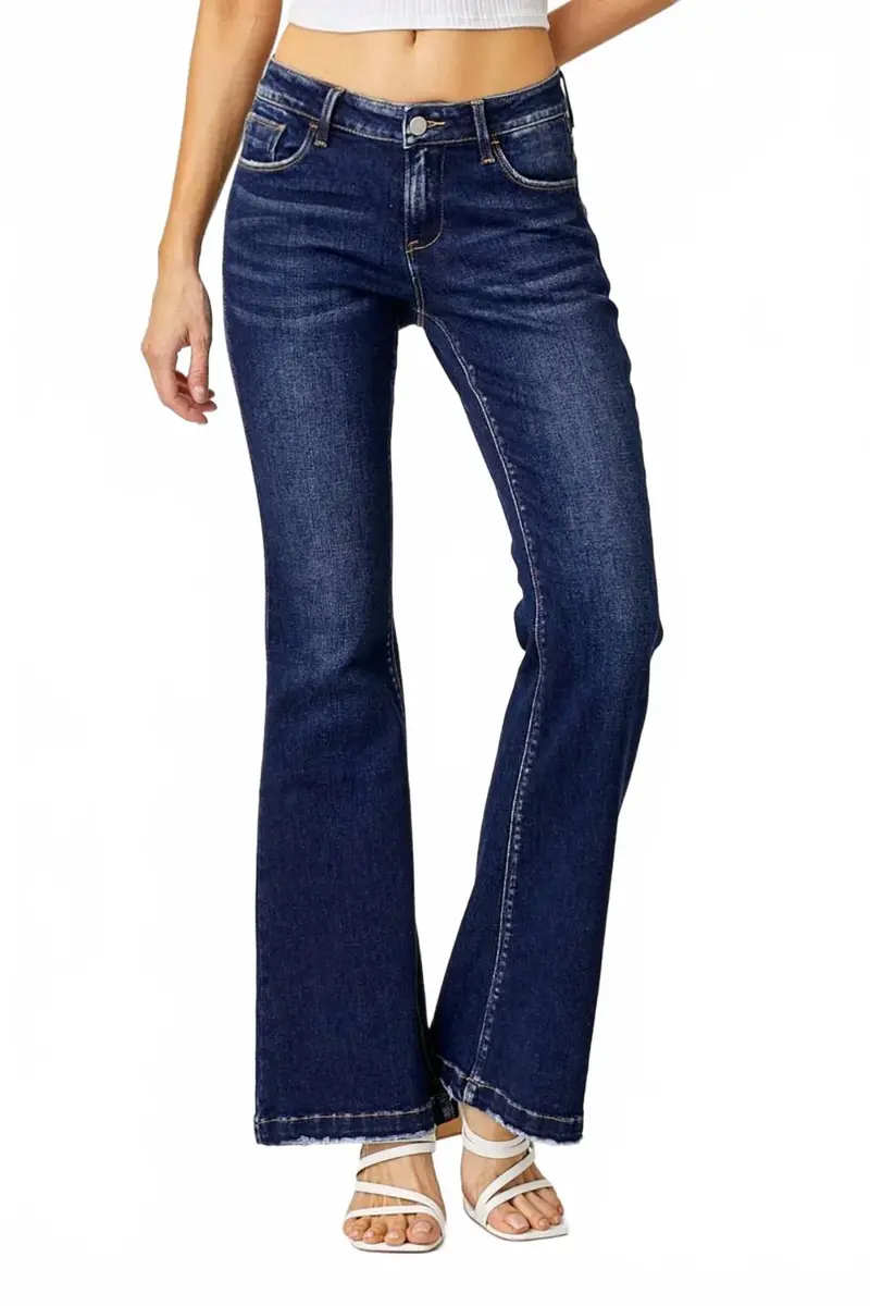 Low Rise Flare Jeans In Dark Wash 1