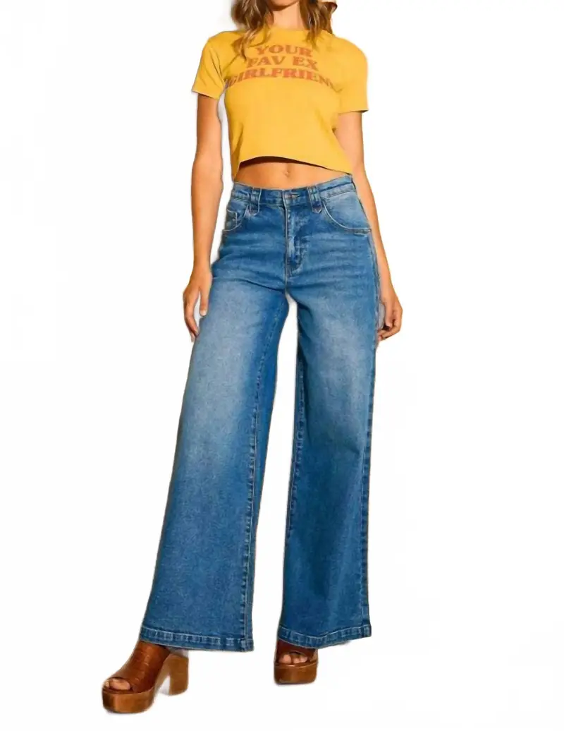 Low Rise Palazzo Jeans In Blue 1