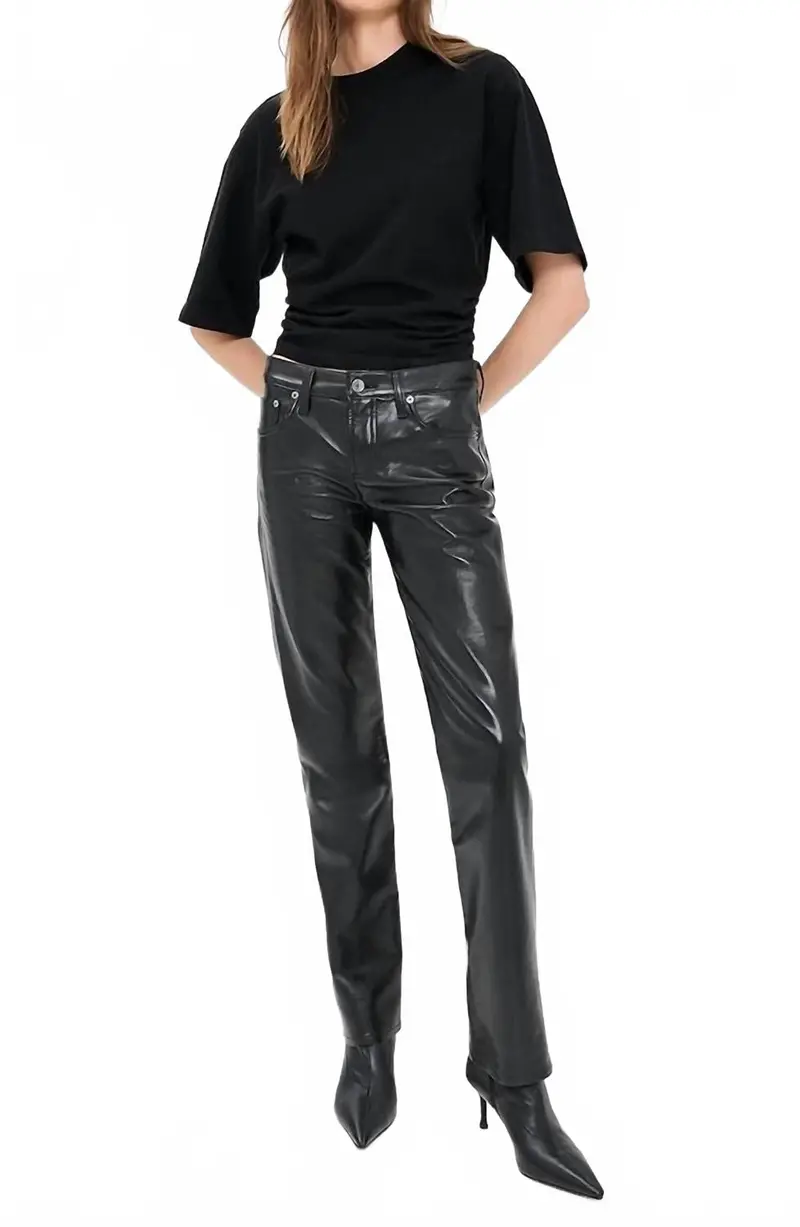 Low Rise Recycled Leather Slim Jeans In Detox 1
