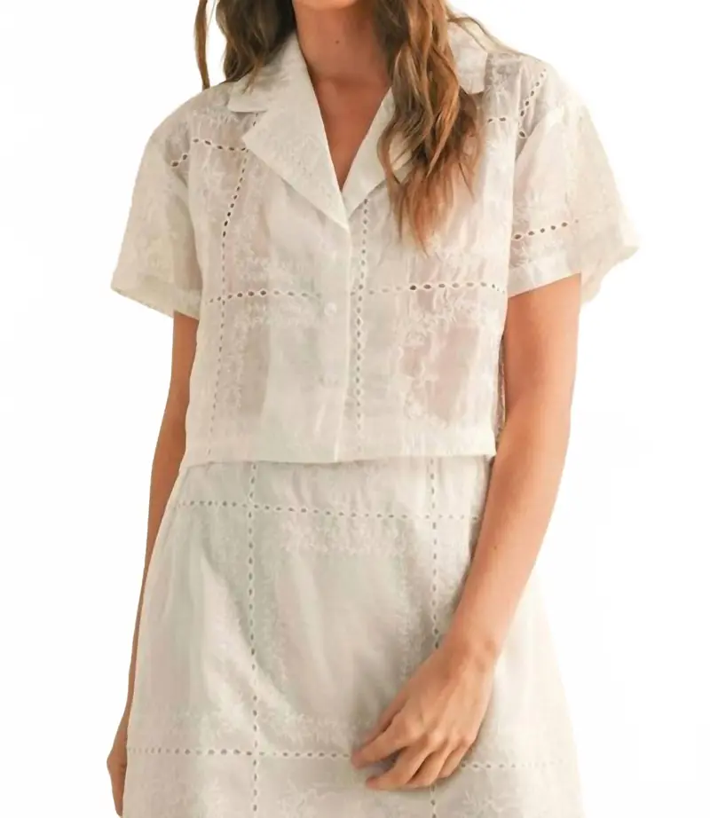 Lucy Eyelet Detail Blouse In White 1