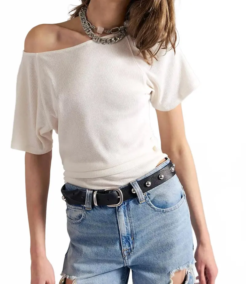 Lucy Off-The-Shoulder Tee In Sugar Swizzle 1
