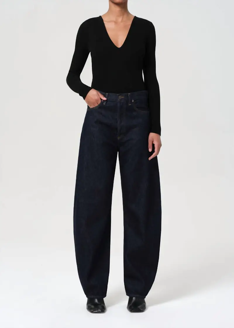Luna High Rise Pieced Taper Jeans In Rinse 1