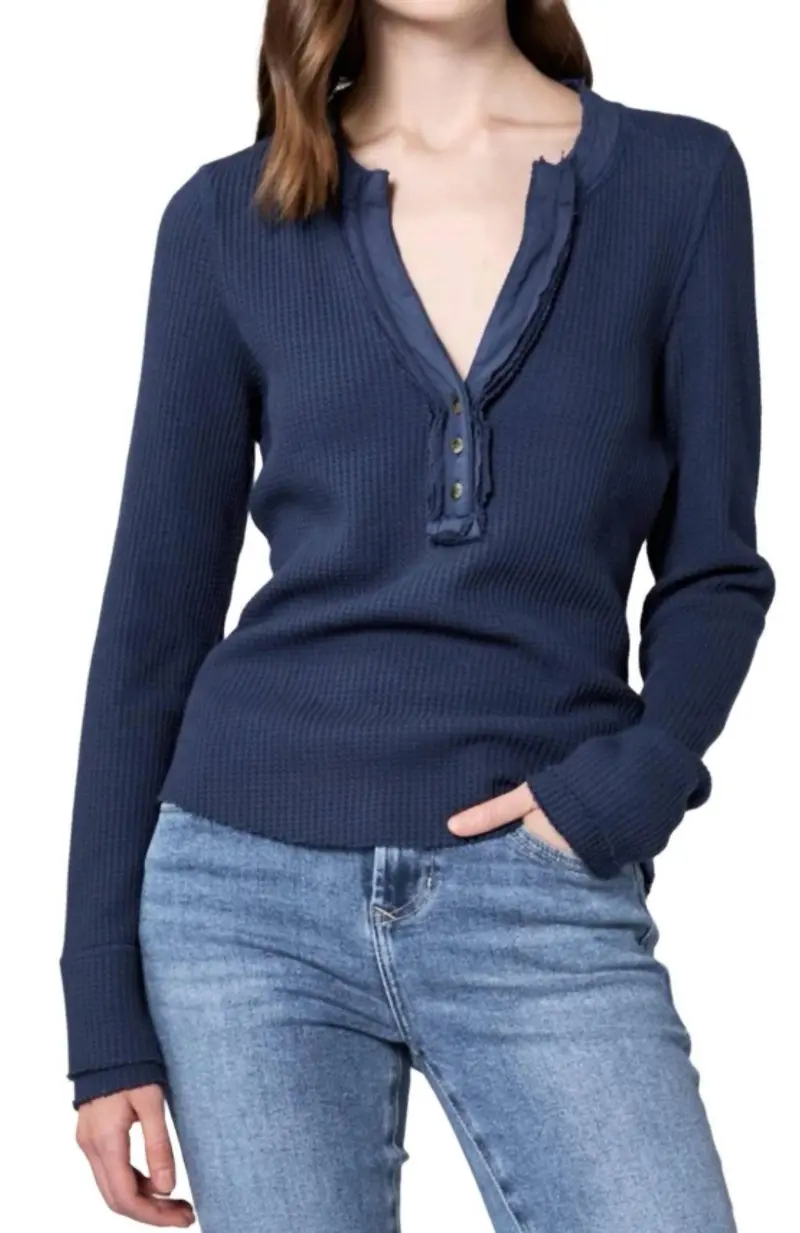 Luna Long Sleeve Fitted Top In Black Iris 1
