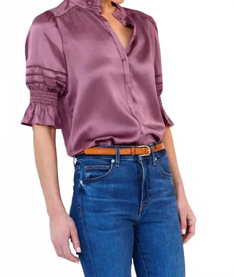 Luxe Fleamarket Embroidered Top In Beet Root 1