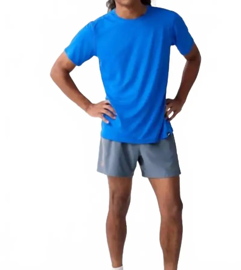 Luxe Short Sleeve Tee In Heather Neo Blue 1