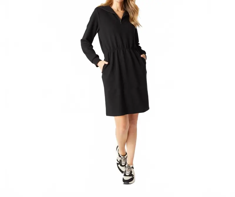 Lyla Long Sleeve Dress With Pockets In Black 1