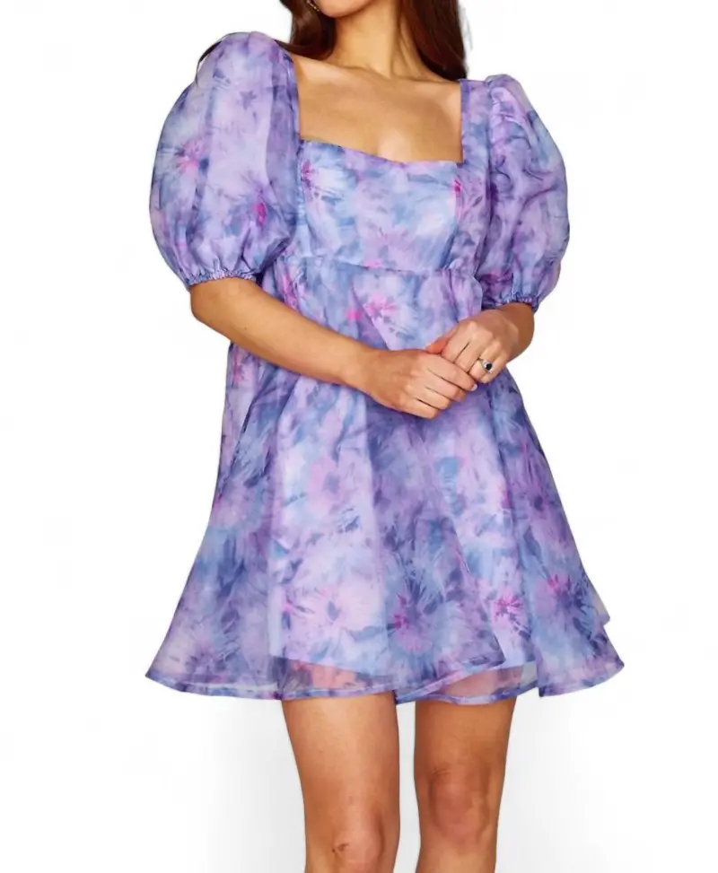 Lyla Puff Sleeve Baby Doll Dress In Ripple 1