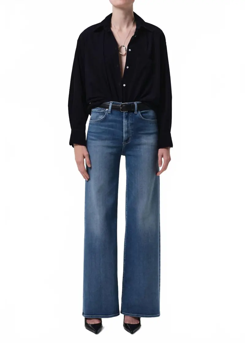 Lyra Long Wide Leg Jeans In Cooper 1