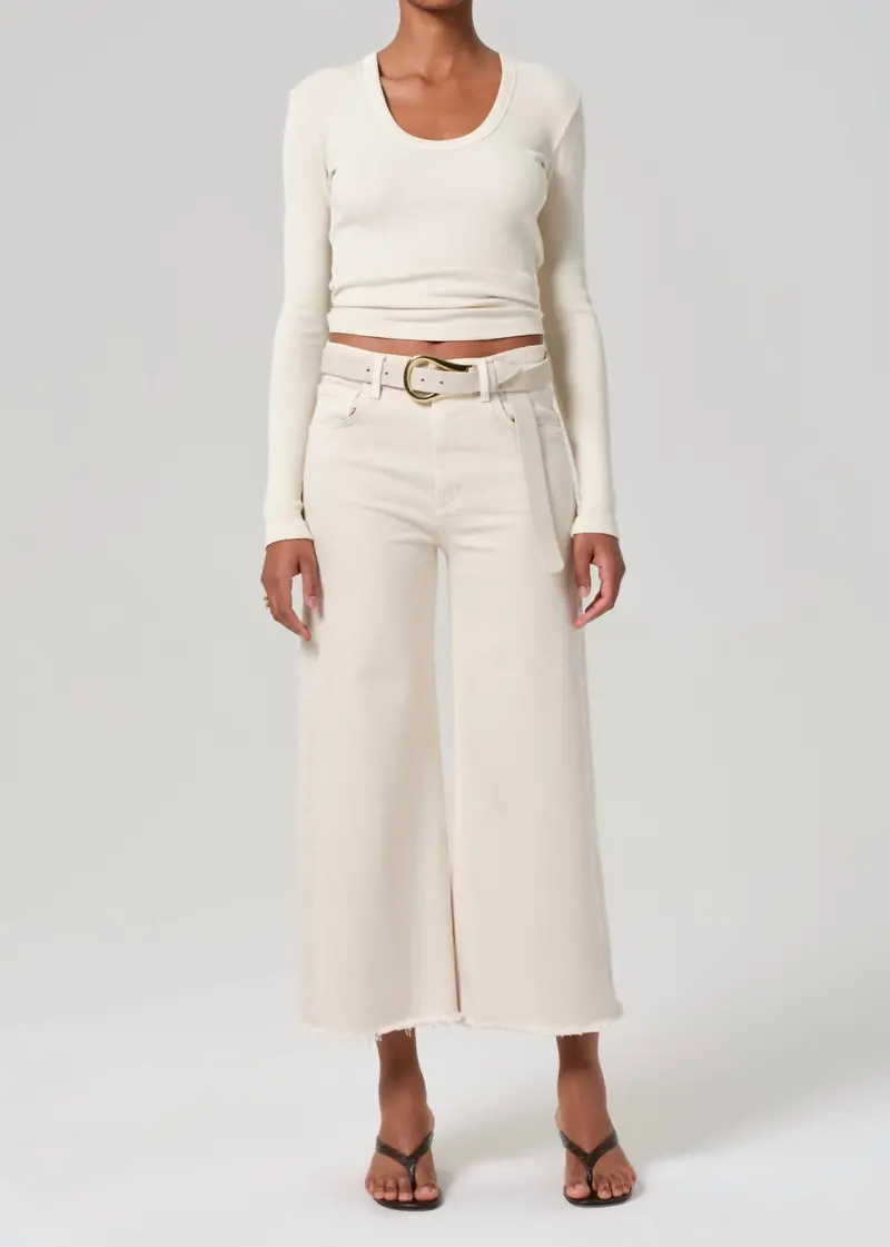 Lyra Wide Leg Crop Pants In Almondette 1