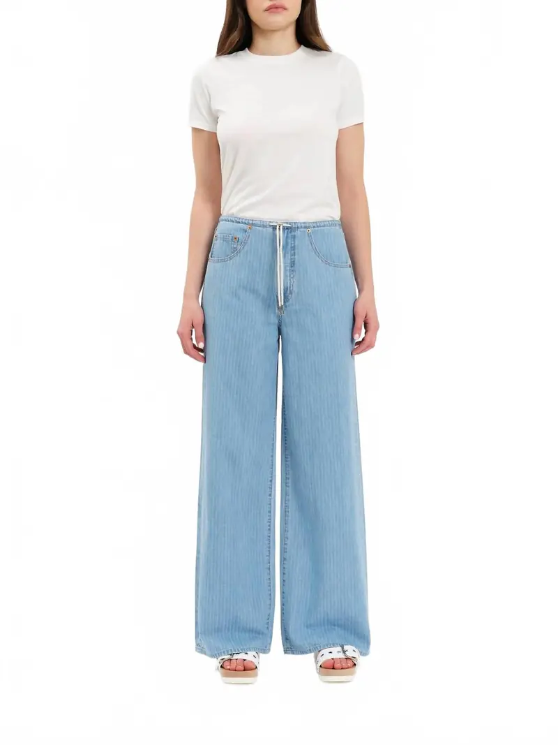 Madison Mid Rise Wide Leg Jeans In Blue 1