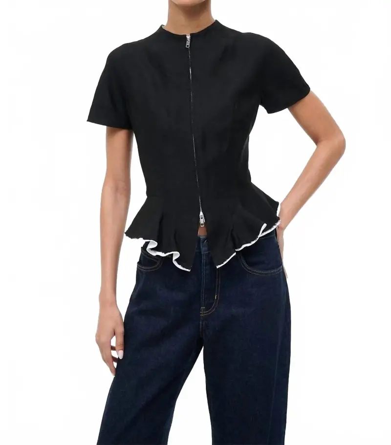 Maelle Silk Wool Top In Black 1