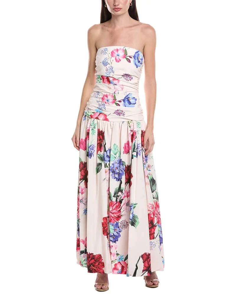Maison Tara Printed Draped Midi Dress 1