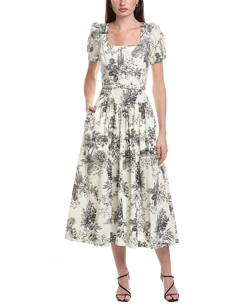 Maison Tara Stretch Poplin Short Sleeve Midi Dress 1