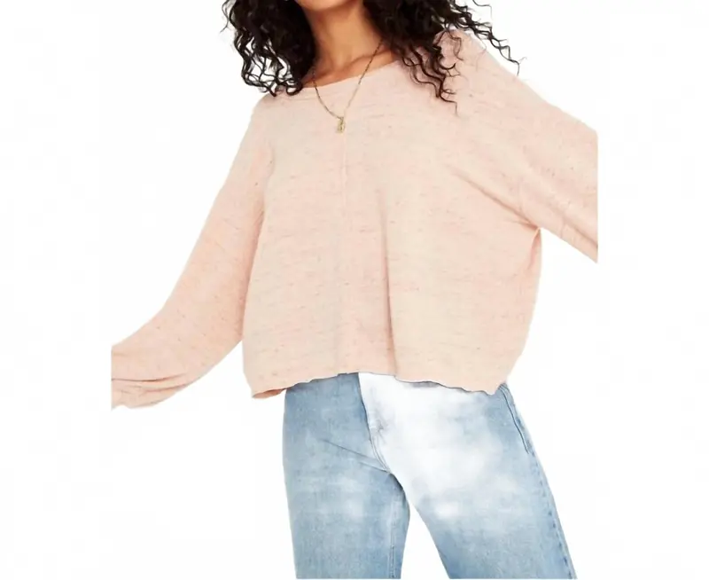 Major Crush V Back Cozy Sweater In Rose 1