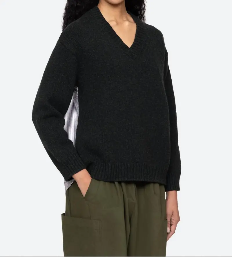 Mallory V-Neck Sweater In Forest 1