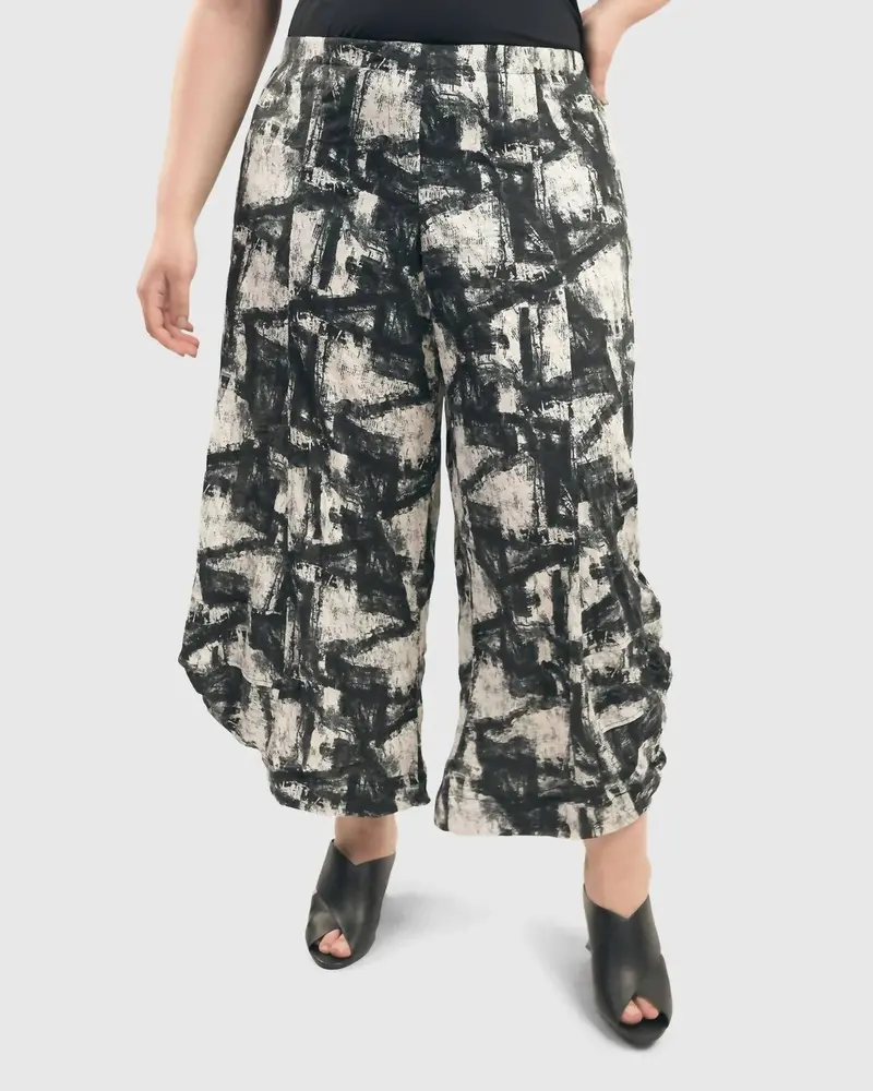 Marble Crinkle Punto Pants In Black 1