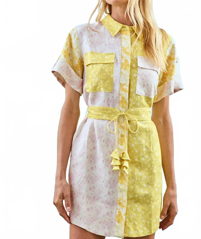 Marble Mix Nicole Dress In Yellow 1