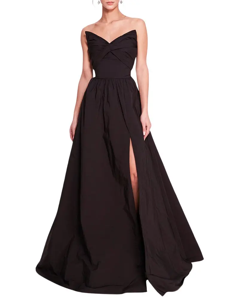 Marchesa Notte Pleated Taffeta Gown 1