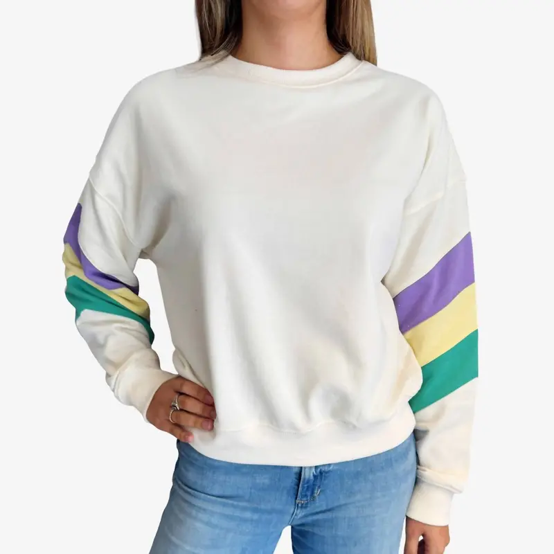 Mardi Gras Stripe Sweatshirt In White Multi 1