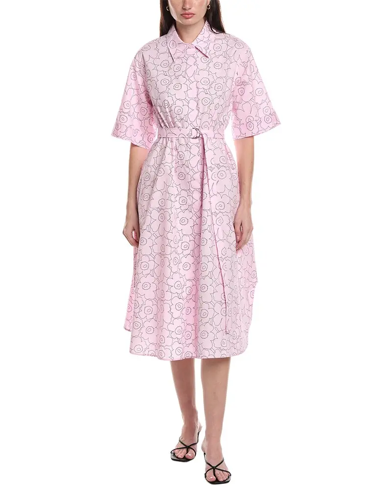 Marimekko Popliini Piirto Unikko Button Front Midi Dress 1