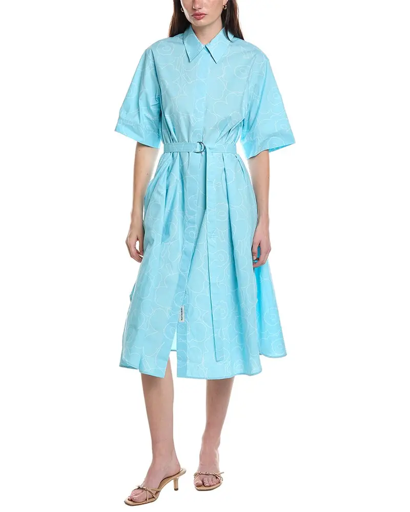 Marimekko Popliini Piirto Unikko Button Front Midi Dress 1