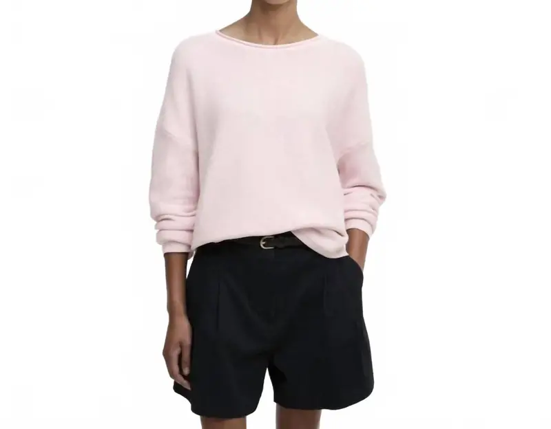 Marine Crew Neck Jumper In Pink 1