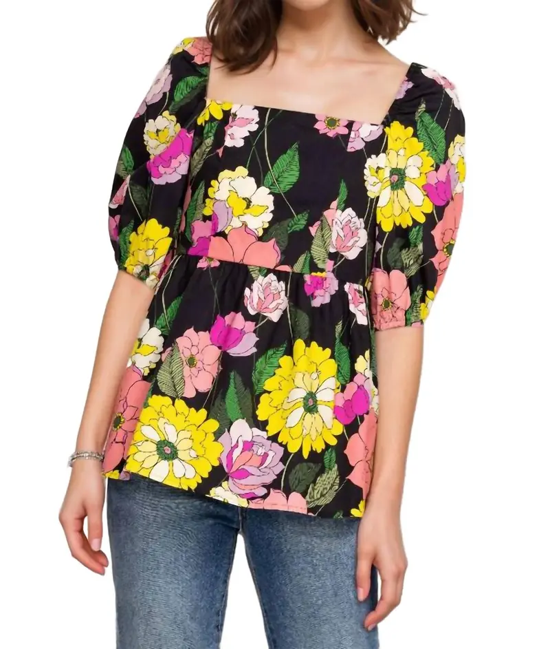Marisol Blouse In Multi (Yellow, Pink, Green Tones) 1