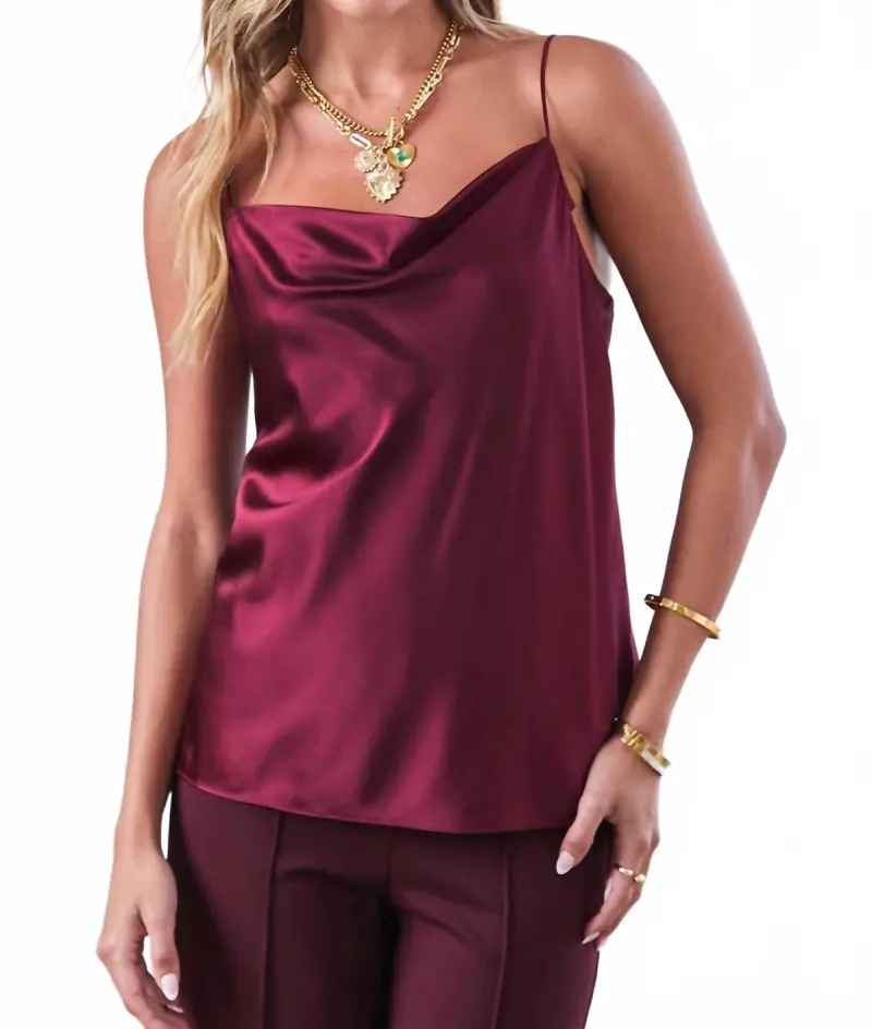 Marjorie Silk Cami Top In Wine 1