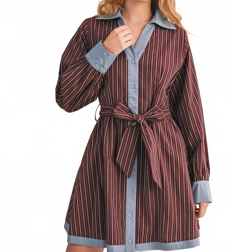 Marlboro Mini Dress In Burgundy 1