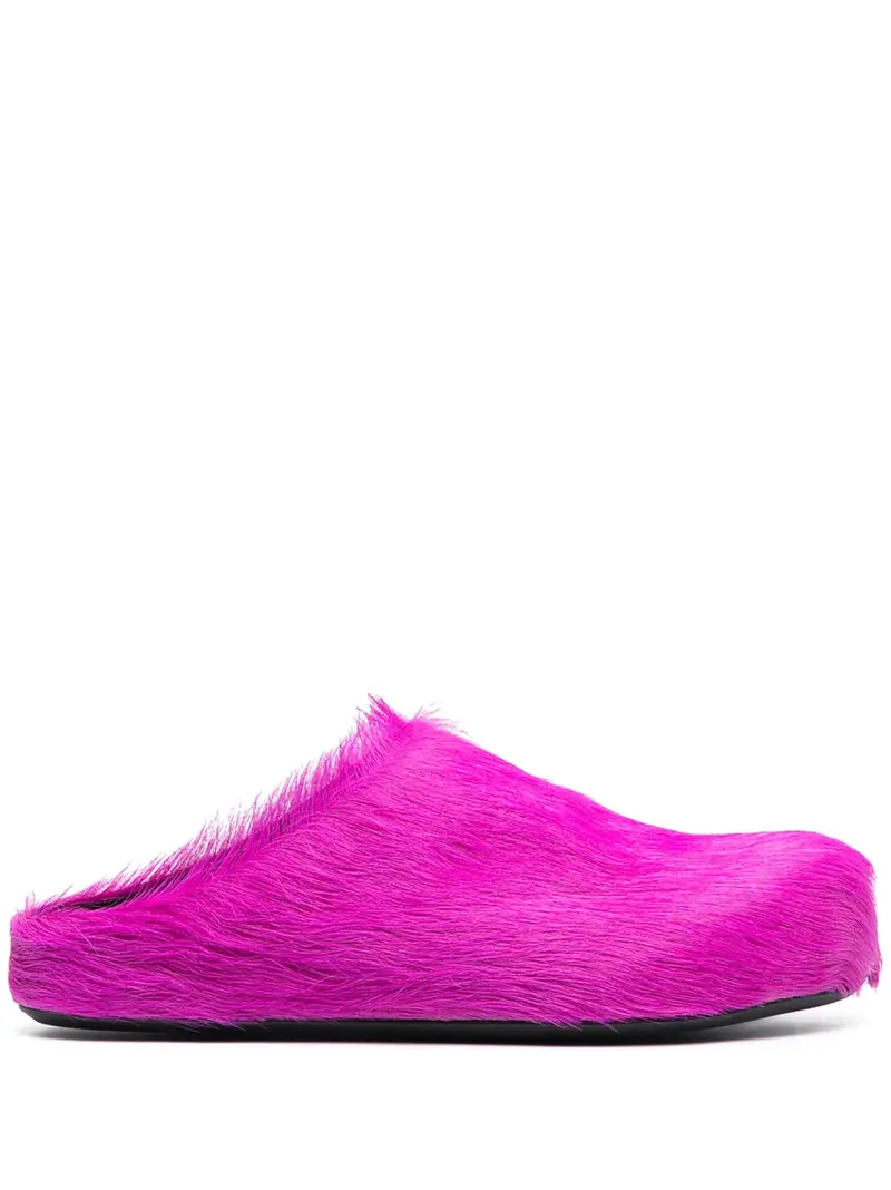 Marni Fussbet Sabot Calf-Hair Slippers Mules 1