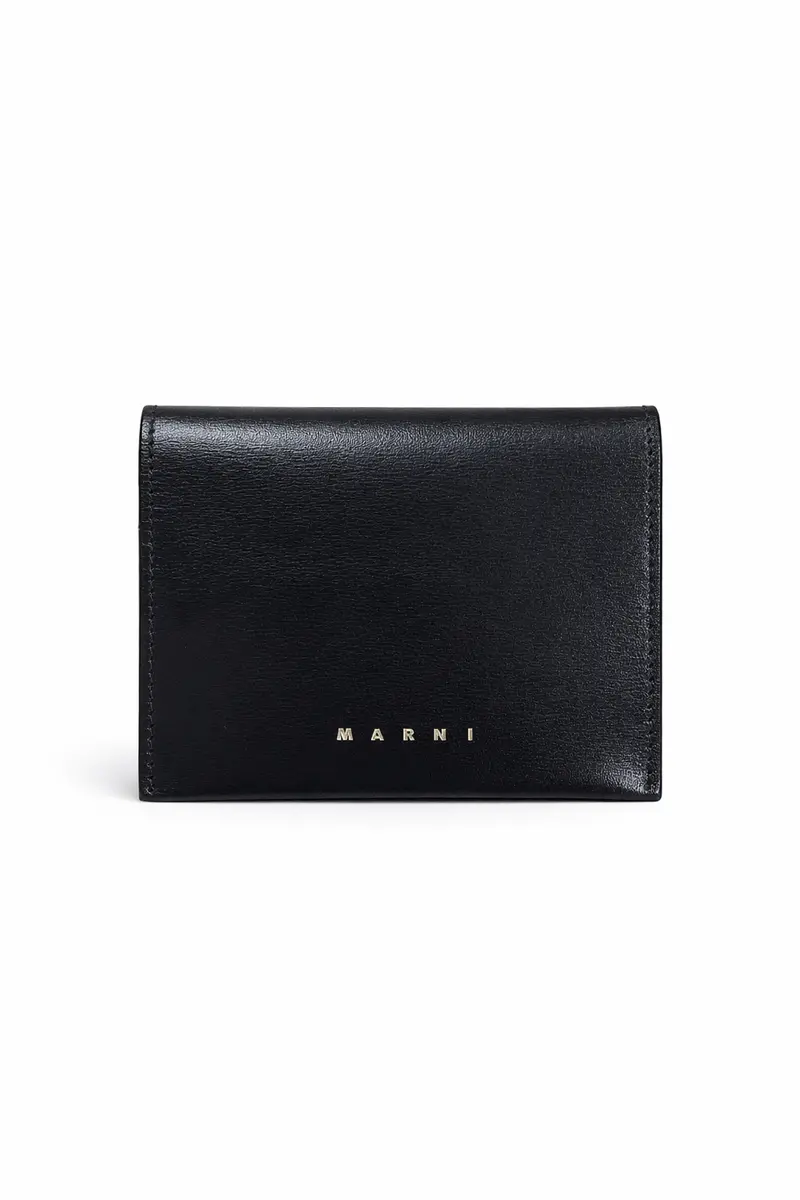 Marni Leather Bi-Fold Card Case Wallet - Black 1