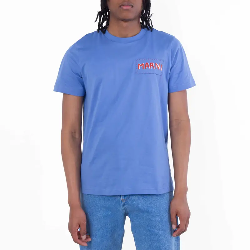 Marni Logo Label Crewneck Cotton T-Shirt 1