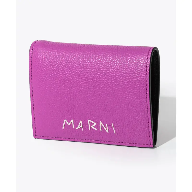 Marni Mending Bi-Fold Leather Wallet - Cassis Pink 1