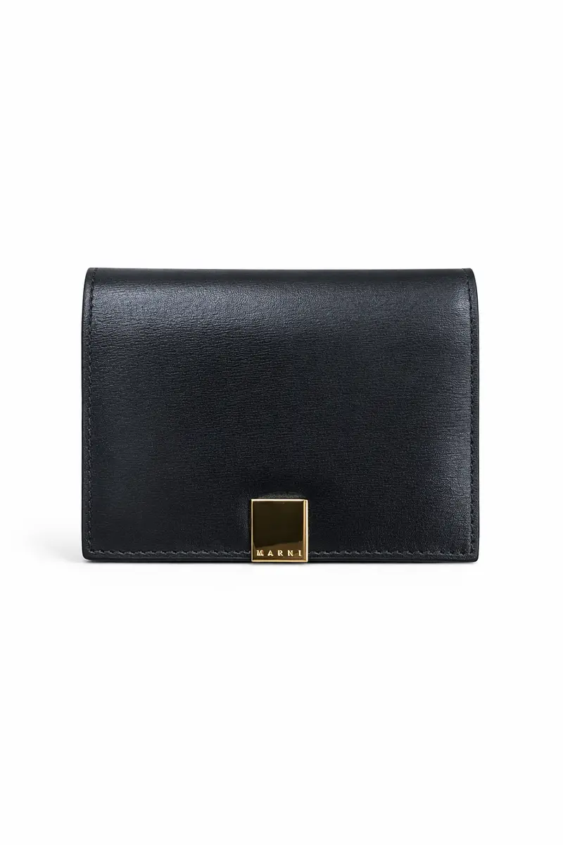 Marni Prisma Bifold Logo Leather Wallet - Black 1