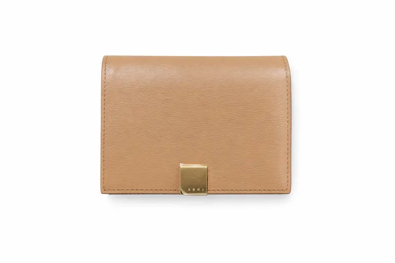 Marni Prisma Bifold Logo Leather Wallet - Cement Gray 1