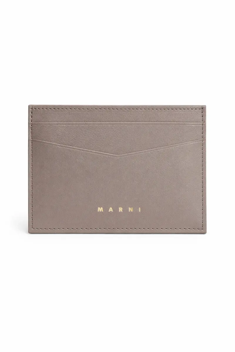 Marni Prisma Tumbled Leather Card Holder Wallet - Cork Beige 1