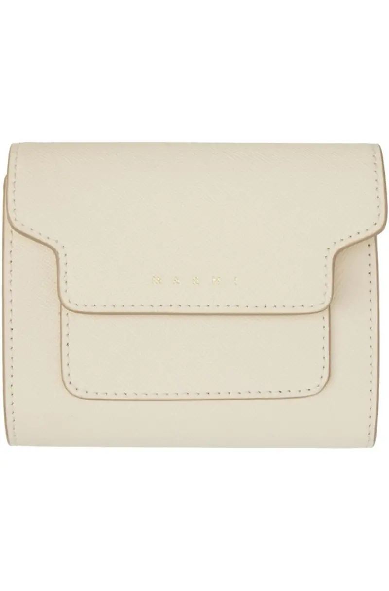 Marni Saffiano Leather Trifold Wallet - Off-White 1