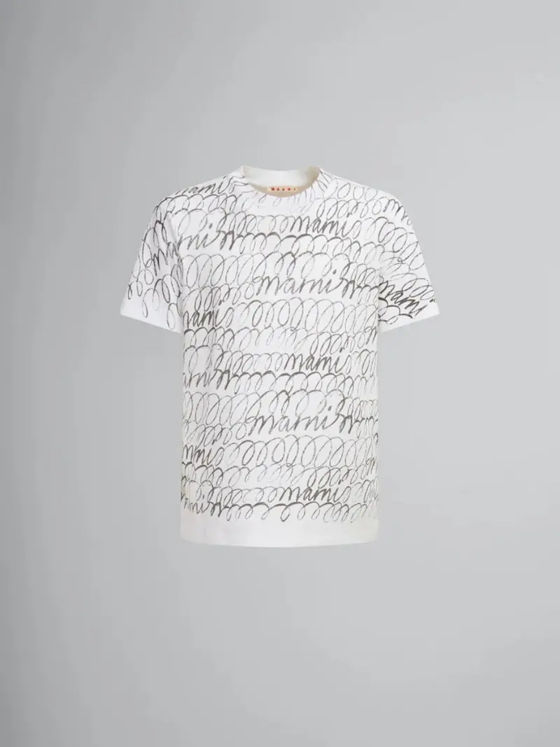 Marni Scribbled Motif Organic Cotton T-Shirt - Lily White 1
