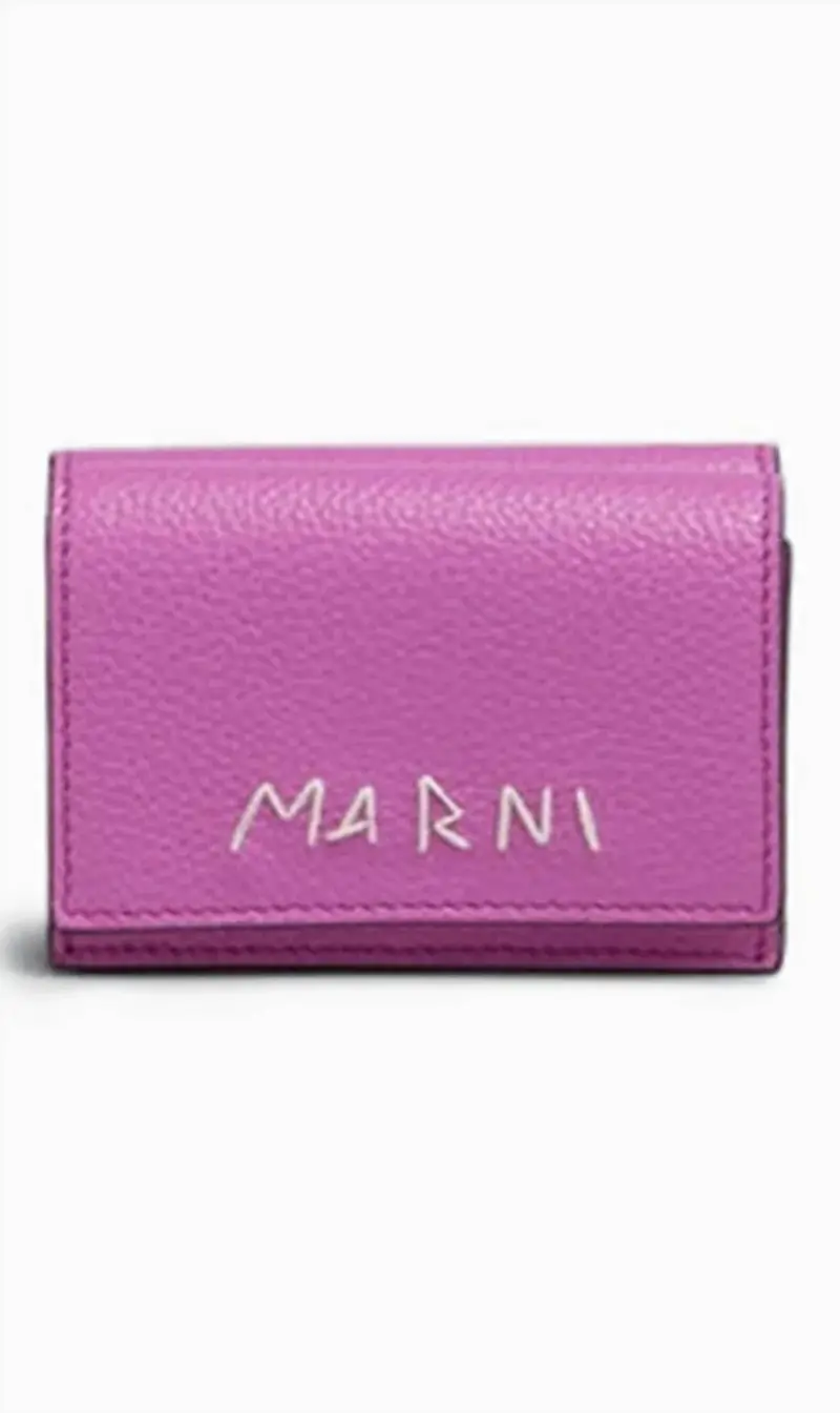 Marni Trifold Mending Leather Wallet - Cassis Pink 1