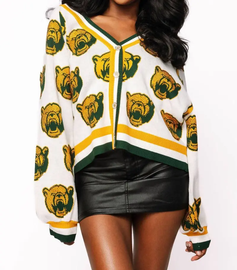 Mascot Rhinestone Cardigan In Baylor 1